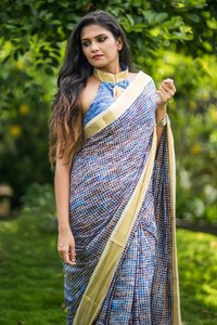 Tussar soft silk chex with zari border Saree