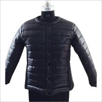 Ladies Quilted Jacket - Leather, Full Sleeve, Black | Washable, Warm, Single Pocket