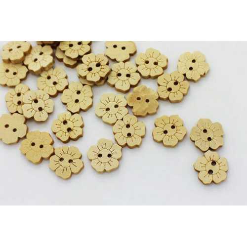 Flower Wooden Button