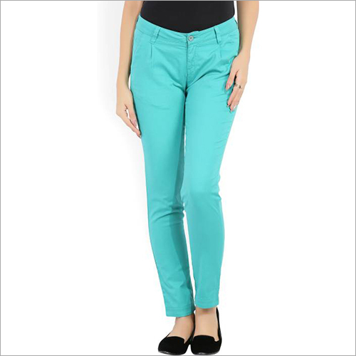 Light Blue Ladies Green Skinny Jeans