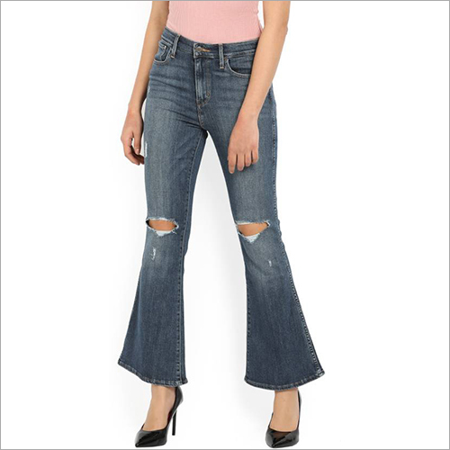 Grey Ladies Bellbottom Jeans