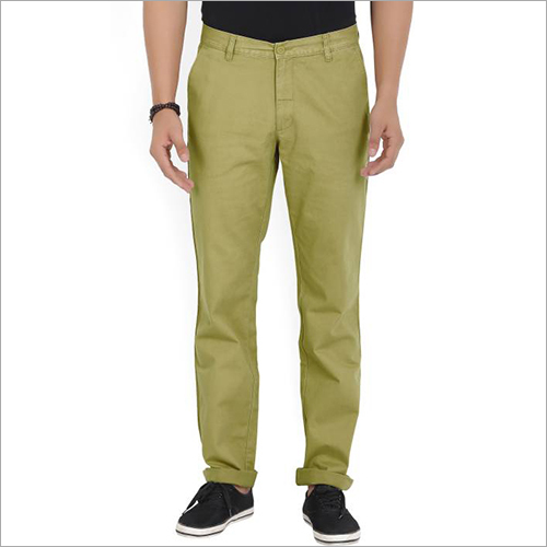 Mens Regular Cotton Jeans - Beaded Straight Fit , Green Color, Fully Washable and Dry Cleanable for Summer and Winter