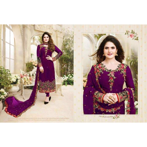 Ladies Purple Embroided Georgette Dress