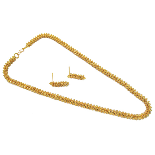 Golden Gajara Temple Necklace Set