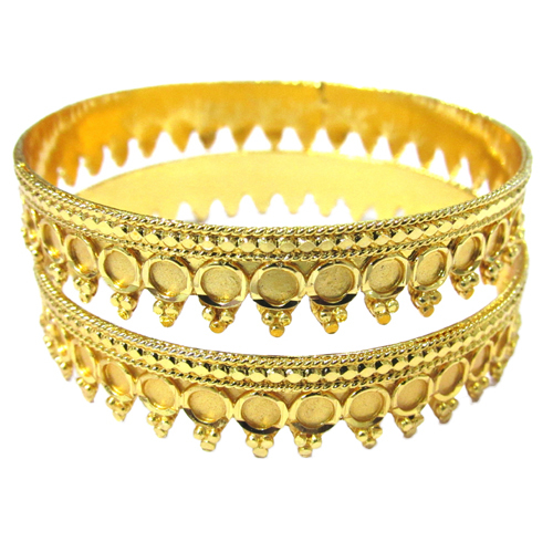 Gold Plated Bangle - Alloy, Sizes 2.4, 2.6, 2.8 | Sparkling Finish, Intricate Pattern, Lightweight Comfort, Ethnic Wear Compatibility