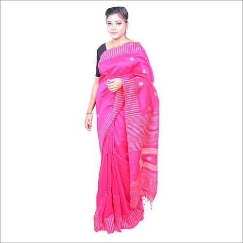 Woven Pink Silk Cotton Saree