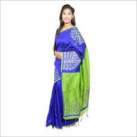 Green Blue Mirror Work Saree