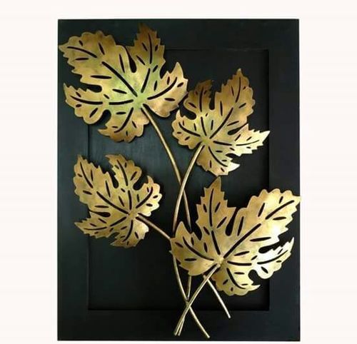 Decorative Wall Arts - Iron, 29x18x2 Inches, Gold Plated Finish | Compact Design, Recyclable, Long Service Life, Modern Indian Style