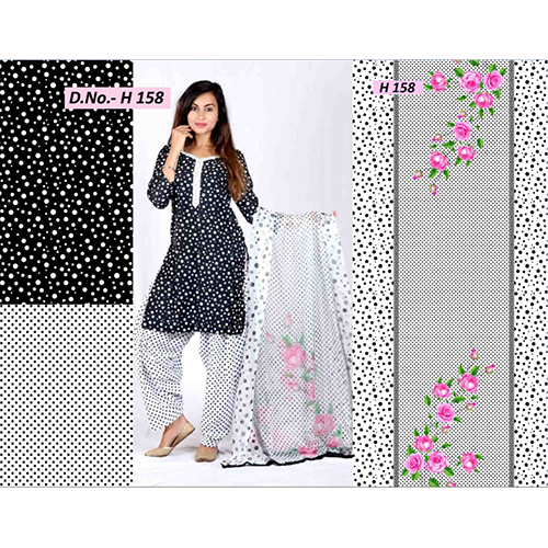 Digital Kurti For Girls - Cotton, Size 38-44, Black Floral, Three-Quarter Sleeve | Stylish Design, Soft Fabric, Comfortable Fit
