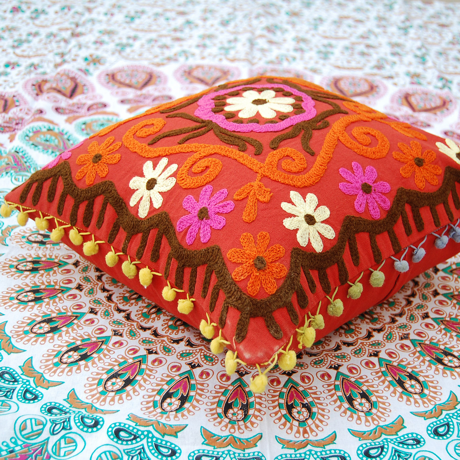 Suzani Embroidered Cushion Cover