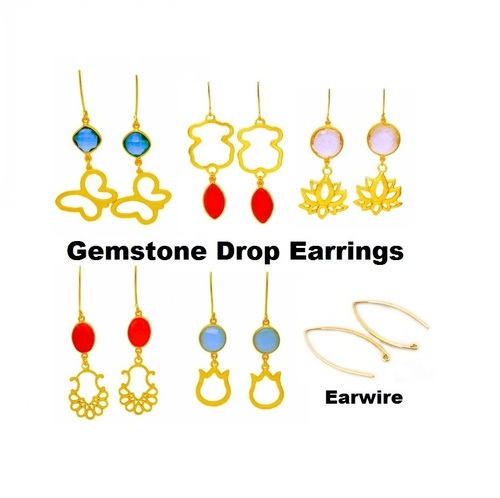 Same As Picture Newly Arrived Gemstone Drop Earrings With Charms - Gold Plated Long Earrings For Women
