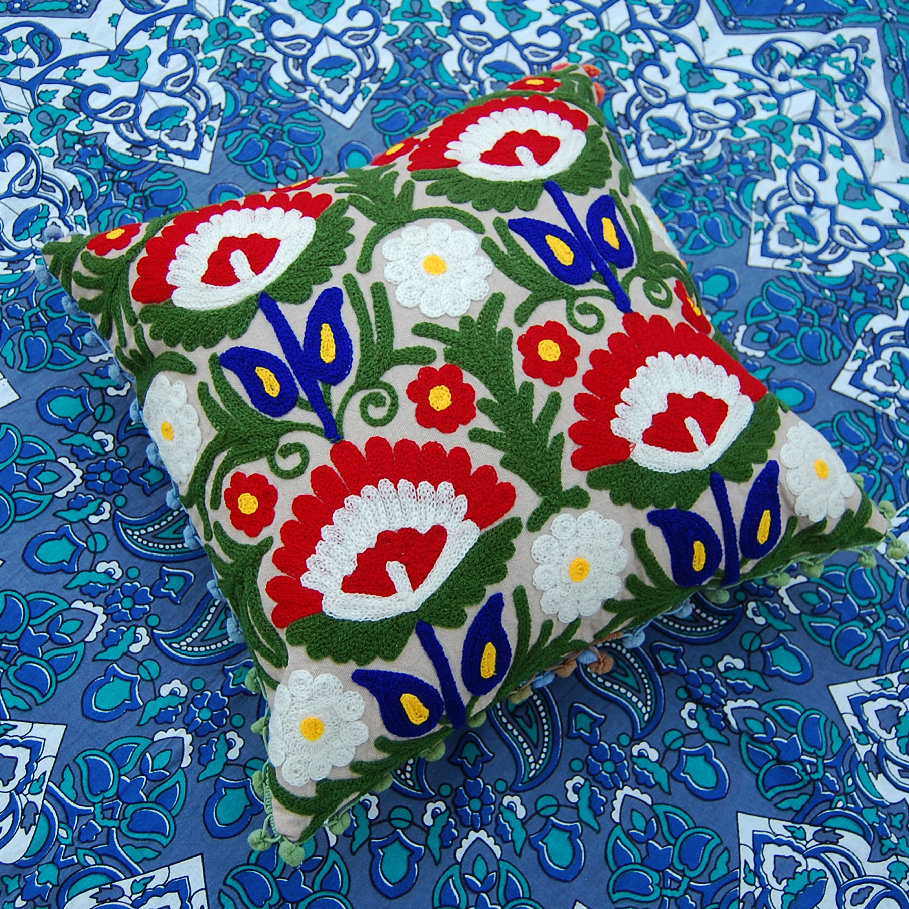 Handmade Suzani Embroidered Square Suzani Cushion Cover /Pillow Cases
