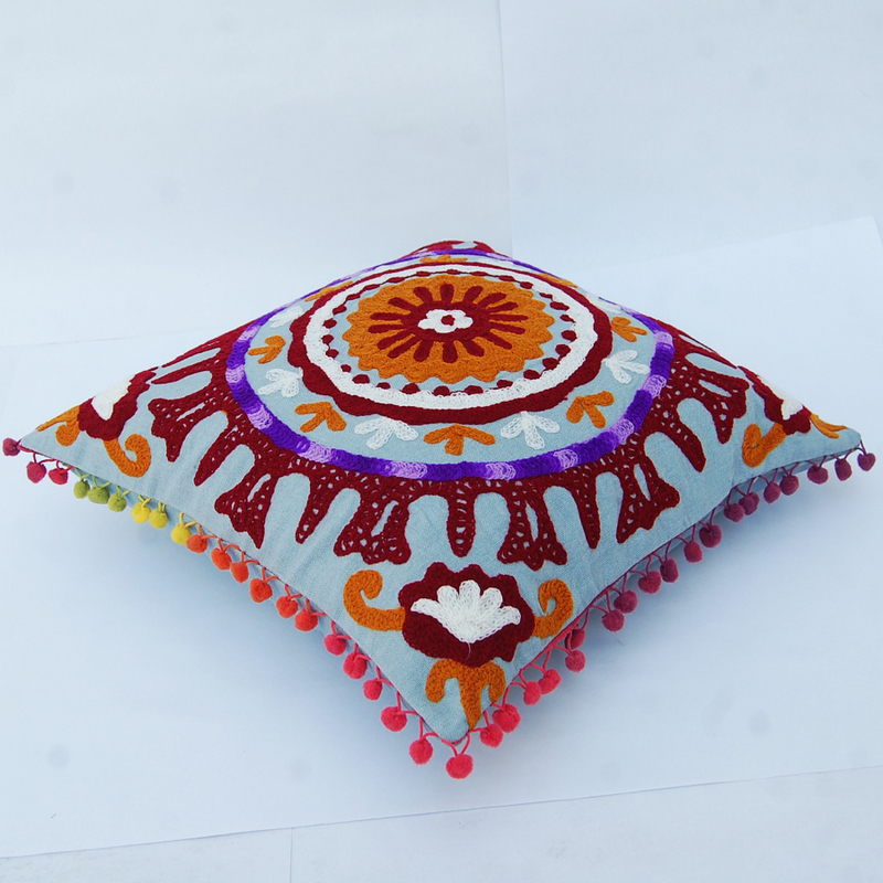 Embroidered Cushion Cover Suzani Sofa Pillow Case