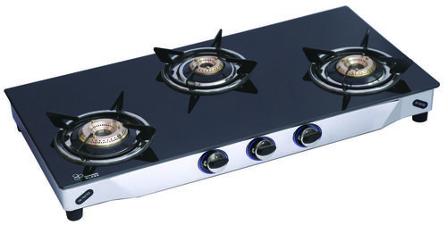 LPG STOVE BLACK GLASS 3 BURNER
