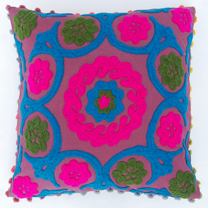 Multicolor Suzani Indian Embroidered Cushion Cover Suzani Sofa Pillow Case