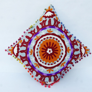 Suzani Vintage Handmade Embroidery Cushion Pillow Cover Indian Decorative