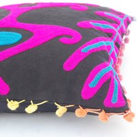 Embroided suzani cushion cover
