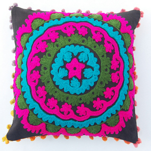 INDIAN VINTAGE EMBROIDERED PILLOW CASE 16 EMBROIDERY SUZANI CUSHION COVER