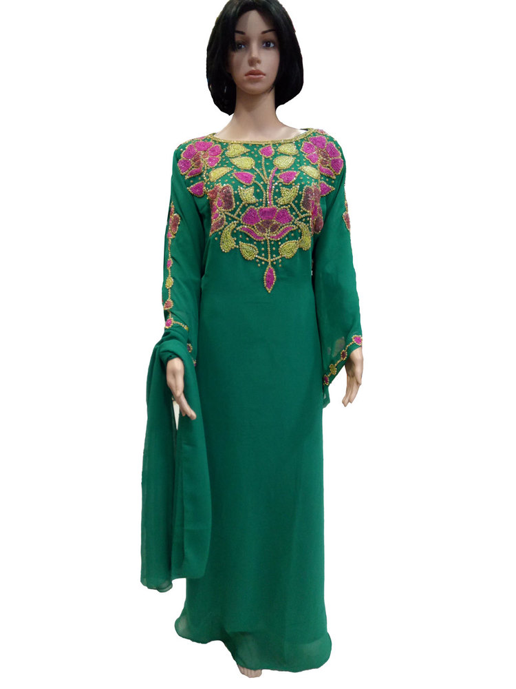 Green Fancy Kaftansw Abaya Jalabiya Ladies Maxi Dress Wedding Gown