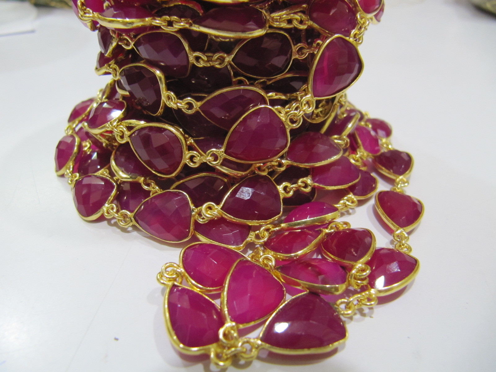 Natural Hot Pink Chalcedony Trillion Shape