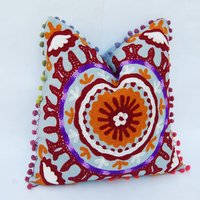 Suzani Embroidered Pillow Cushion Cover Decorative Vintage Throw Indian suzani cushion cover