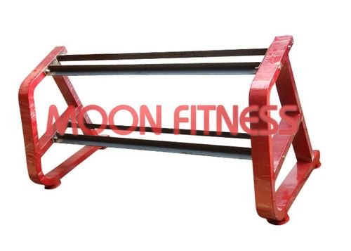 Exercise Gym Equipment - Cast Iron 70x40x80cm Red | Durable Stable Two-Tier Dumbbell Rack 100kg Capacity