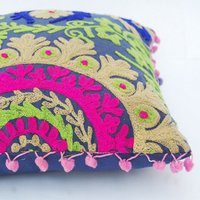 Suzani Pillow Cases Hand Embroidered Cushion Cover 16x16 Decorative  suzani cushion cover