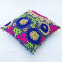 Suzani Pillow Cases Hand Embroidered Cushion Cover 16x16 Decorative  suzani cushion cover