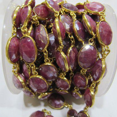 Natural Ruby Moonstone Uneven Shape Briolette Connector chain By SHRI AMBIKA UDYOG