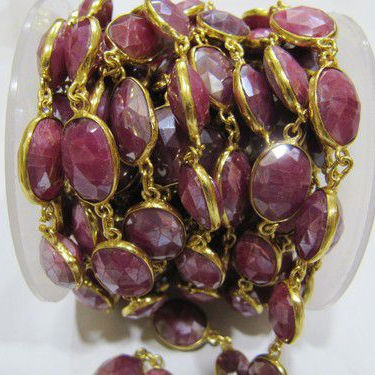 Natural Ruby Moonstone Uneven Shape Briolette Connector chain