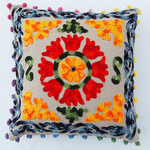 Suzani Embroidered Pillow Indian