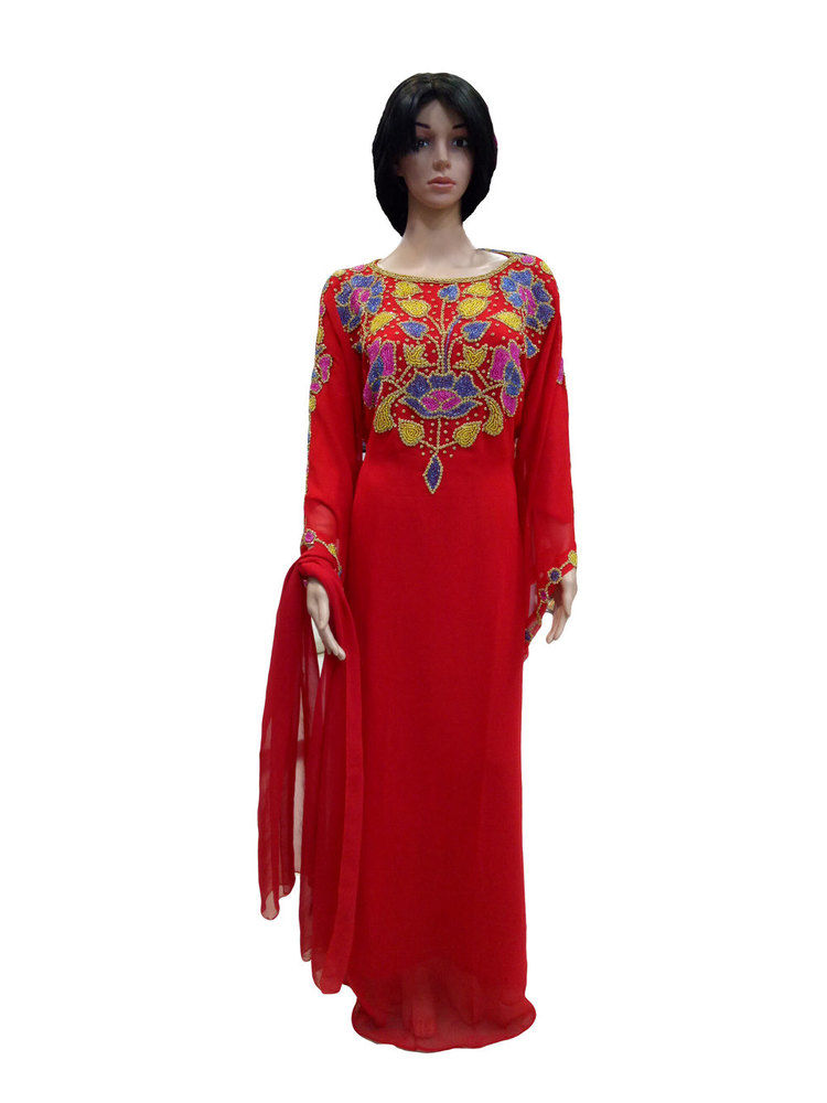 Modern Hand Embroidery Kaftan Gown