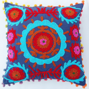 Suzani Embroidered Cushion Cover Square Decorative Pillow cover By VANDANA HANDICRAFT