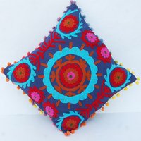 Suzani Embroidered Cushion Cover Square Decorative Pillow cover