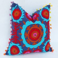Suzani Embroidered Cushion Cover Square Decorative Pillow cover