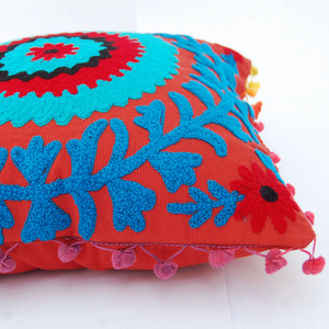 Vintage Uzbek Suzani Cushion Cover Indian Embroidered Decorative Throw Pillow