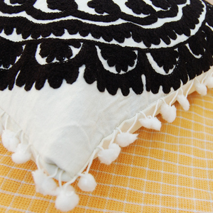 Indian Suzani Cushion Cover Cotton Embroidered Pillows Ethnic Shams Boho