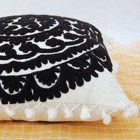 Indian Suzani Cushion Cover Cotton Embroidered Pillows Ethnic Shams Boho
