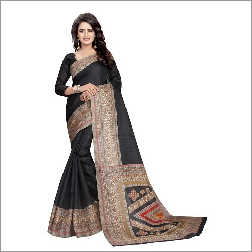 KALAMAKARI PRINTED ART SILK SAREE