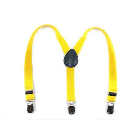 Kids Suspender - Polyester, 1 Inch, Yellow | Adjustable Straps, Metal Clips, Lightweight, Comfortable Fit