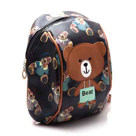 Embroidery Kidofash Bear Pack - PU Leather, 25x20x10 cm, Brown | Zipper Closure, Adjustable Straps, Spacious, Lightweight, Child-Friendly
