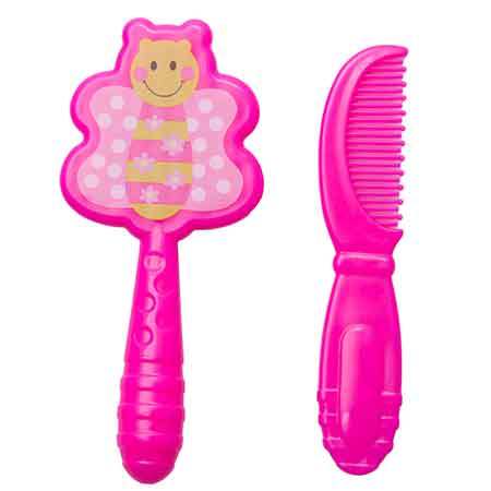 Kidofash Set of Baby Hair Comb and Hair Brush - Pink