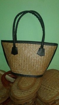Handicraft Jute Bag - 12x10x5 Inches, Black | Durable, Zipper Closure, Double Handle, 5 Liters Capacity