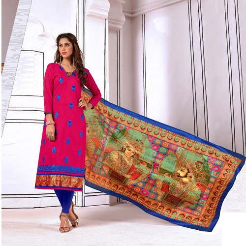Pink And Green Embroidery Salwar Kameez