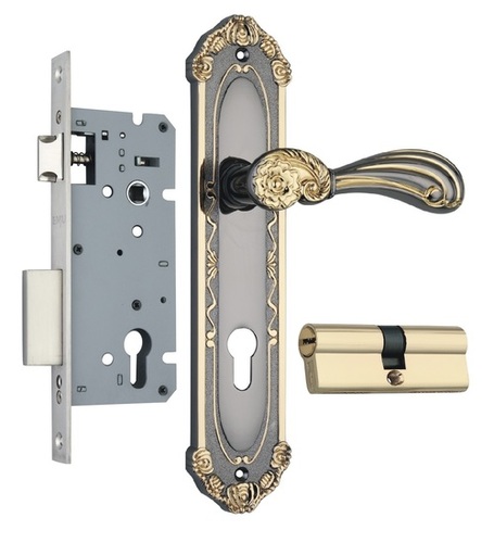 Black Nickel Gold Polish Zinc Mortise Handle Lock Set