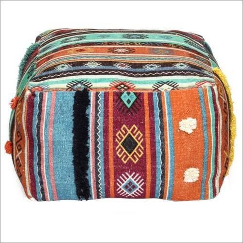 Multi-Color Embroidery Poufs