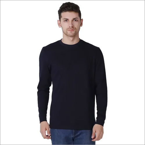 Wake Up Competition Solid Mens Round Neck Navy T-Shirt