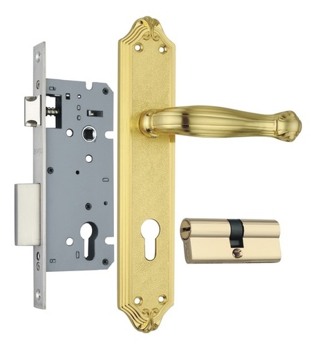 Gold Zinc Mortise Handle Lock Set