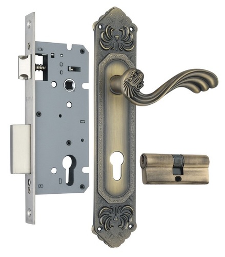 Matte Antique Brass Zinc Mortise Handle Lock Set