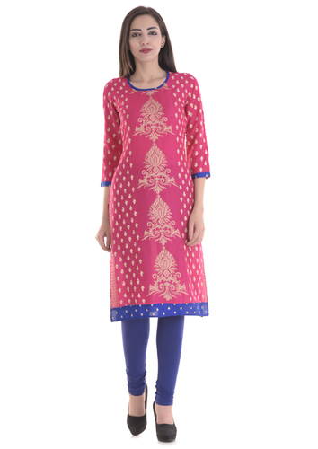 Ladies Designer Printed Kurti - 100% Cotton, Multi Color, Size S,M,L,XL,XXL | Eco-Friendly, Breathable, Elegant Check Lining, 3/4th Sleeves